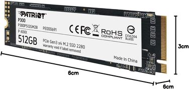 SSD Patriot P300 512GB NVMe PCIe Gen 3x4 M.2 2280 - Внутрішній SSD накопичувач