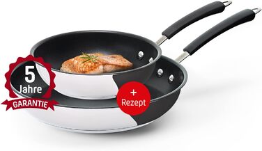 Сковорода Coolinato з нержавіючої сталі з покриттям для газових, електричних, склокерамічних плит та духовки (20 та 28 см)