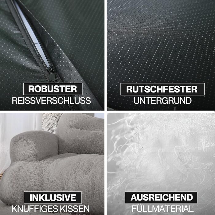 Кішка Софа Simba для котів та собак сірого кольору | З міні-подушкою | 70x48 см | Ліжко для котів та собак | М'яке, з достатньою підкладкою | Знімний чохол