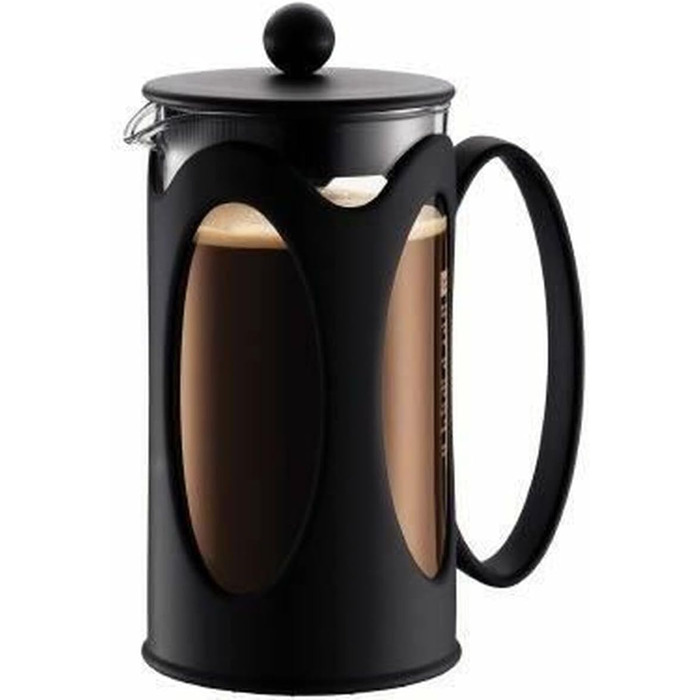 Bodum Kenya: Френч-прес для кави, 500 мл, 4 чашки, з боросилікатного скла та нержавіючої сталі, миється в посудомийній машині, Made in Portugal, чорний
