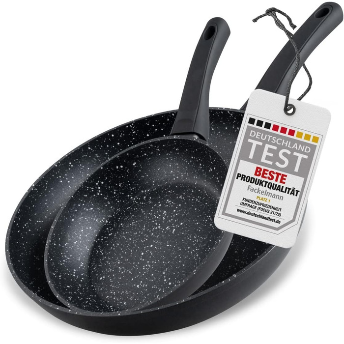 Набір сковорідок Fackelmann Marble 20 см та 24 см, антипригарне покриття, з 90% переробленого алюмінію, ергономічна ручка, індукційні (2 шт.)