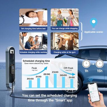 Кабель зарядного пристрою для електромобіля 8м, 3.6 кВт, Schuko, регульований струм 6/8/10/13/16A, з сумкою, IEC 62196-2