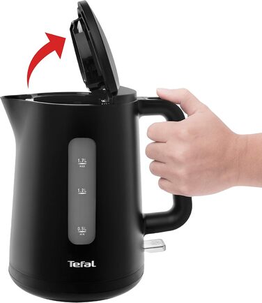 Електричний чайник Tefal Includeo KI5338, 1.7 л, 2400 Вт, з фільтром та протиковзкою ручкою, чорний