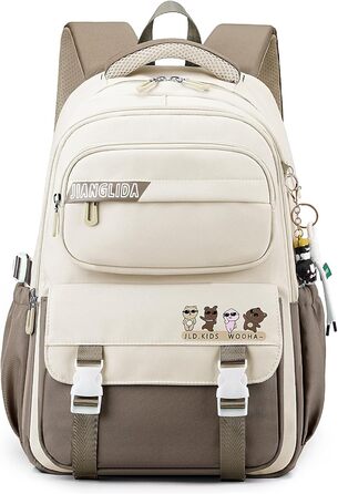 Шкільний рюкзак JANSBEN: водонепроникний, для підлітків, з відділенням для ноутбука, 30L, нейлон, коричневий