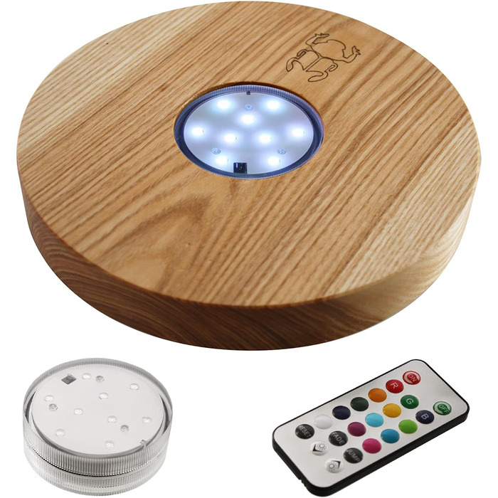 Kaya Shisha LED Coaster, with LED and Remote Control, Hookah Accessories (Ashwood, Ø 22cm)