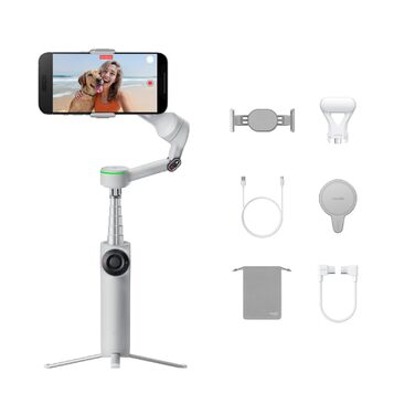 Insta360 Flow 2 Pro Creator Bundle Gray: Стабілізатор для смартфона з Apple DockKit, 360° трекінг, інтегроване статіво/селфі-стік, мобілізатор для влогів та подорожей