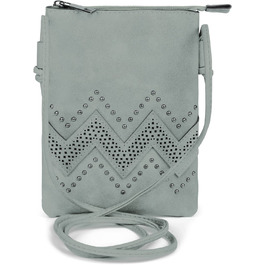 Сумка жіноча styleBREAKER міні через плече, сіро-блакитна з вирізами зигзаг та заклепками 02012211