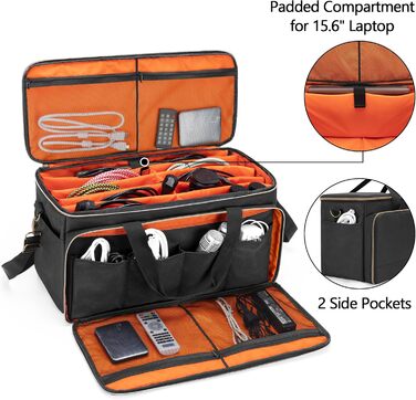 Сумка для DJ Trunab, органайзер кабелів, велика сумка для DJ з знімними перегородками та відділенням для ноутбука 15,6