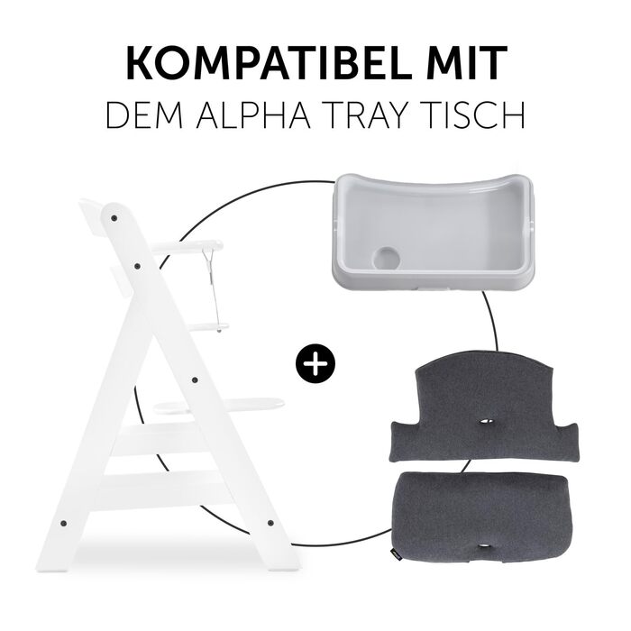 Подушка для дитячого стільчика Hauck Alpha+, Beta+, Arketa, м'яке сидіння з антиковзаючими вставками, подвійна спинка, легка фіксація, сірий джерсі