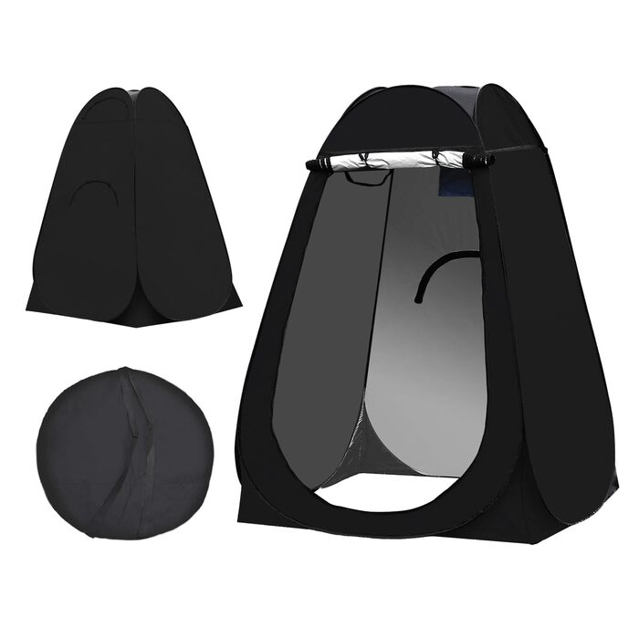 Намет для туалету TUKAILAI: розпашний намет для душу, передягання та туалету для кемпінгу та пляжу, 150x150x190 см, чорний