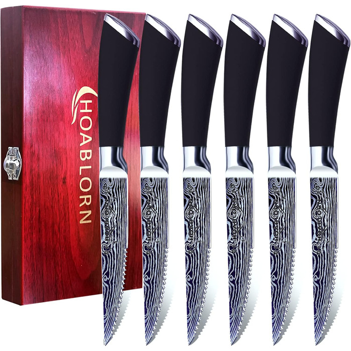 Набір кухонних ножів Hoablorn з бруском 15 предметів. Брусок з акації, міцний магнітний тримач. Ідеальний подарунок на новосілля та весілля (сріблястий)