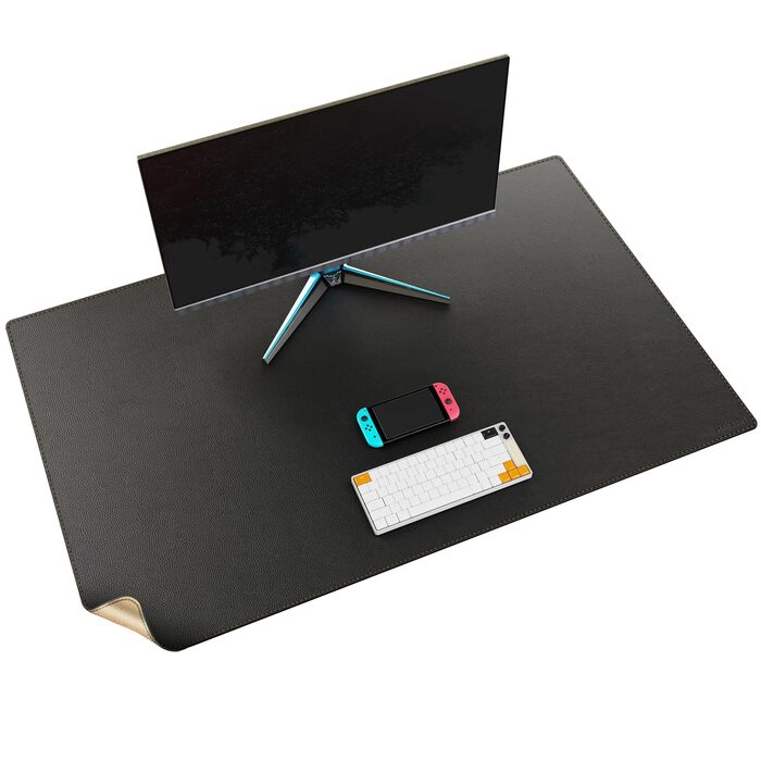 MAIDERN Килимок для столу двосторонній - шкіра та корк, 100x60 см XXL, килимок для миші, вологостійкий килимок для офісу, дому та геймінгу, неслизький, чорний килимок для столу (Корк+Чорний, 110x70 см)