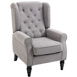 HOMCOM Armchair with High Backrest, Weight Capacity up to 160kg, Single Armchair for Living Room, Comfortable Wingback Chair, Grey