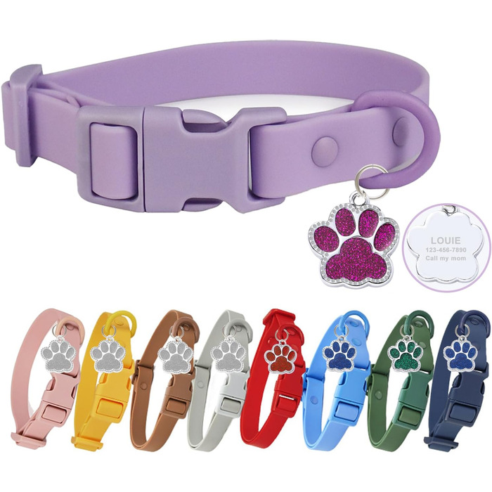Персоналізоване собаче нашийник з металевою застібкою: напис та номер телефону, регульовані розміри для великих та середніх собак (Collar 07)