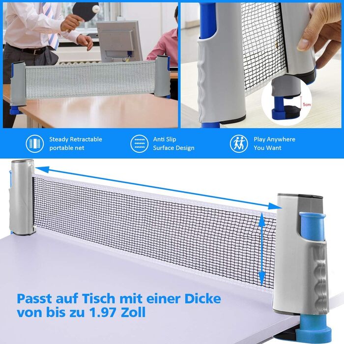 FBSPORT Набір для пінг-понгу Професійний: стіл, 2 ракетки, сітка, 6 м'ячів, сумка. Підходить для гри в приміщенні та на вулиці.