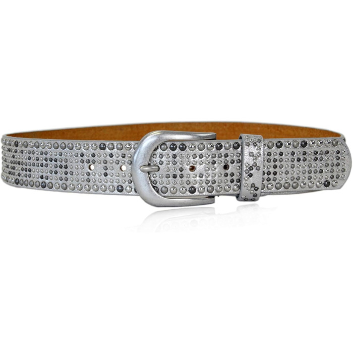 Жіночий широкий ремінь Irisaa з заклепками в вінтажному стилі, джинсовий ремінь 105 см, срібний