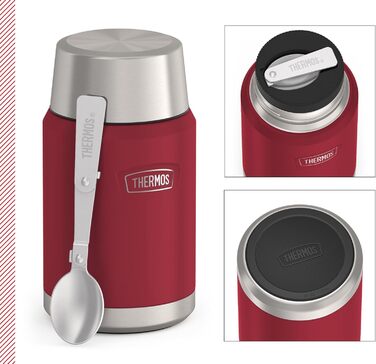 Термос ICON Food Jar 0,71 л, темно-сірий/графіт матовий, контейнер для їжі з подвійних стінок з нержавіючої сталі 18/8, зберігає тепло та холод, з відкидним ложкою, неслизьке дно, абсолютно герметичний