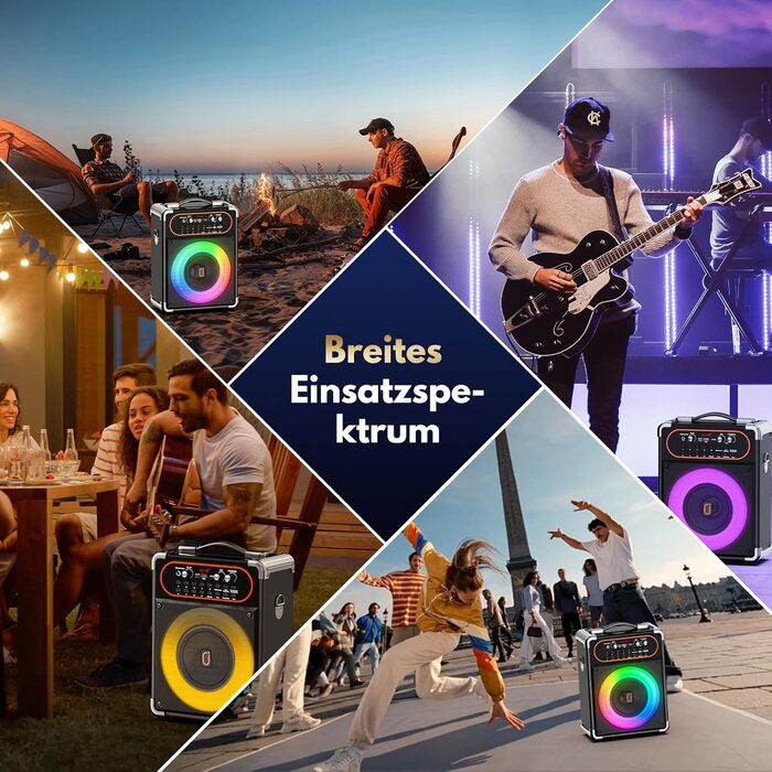 Караоке машина з 2 мікрофонами, портативна Bluetooth колонка з LED-підсвічуванням, Party Box, підтримує USB/TF-картку/AUX/FM, чорний S-68