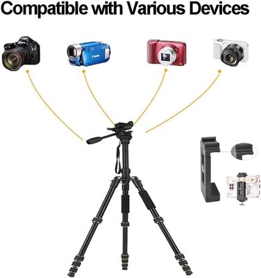 Штатив для камери NEWFUN: гнучкий, 160 см, 360° кулькова головка, для DSLR/беззеркальних камер/телефонів/відеокамер