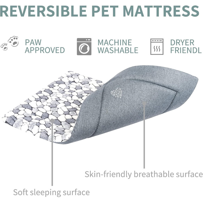 VANKEAN Stylish Dog Crate Pad, Reversible (Cool and Warm), Soft Pet Sleeping Mat Dog Bed for Crate, Suitable for Small to XX-Large Dogs and Cats, Machine Washable Crate Beds