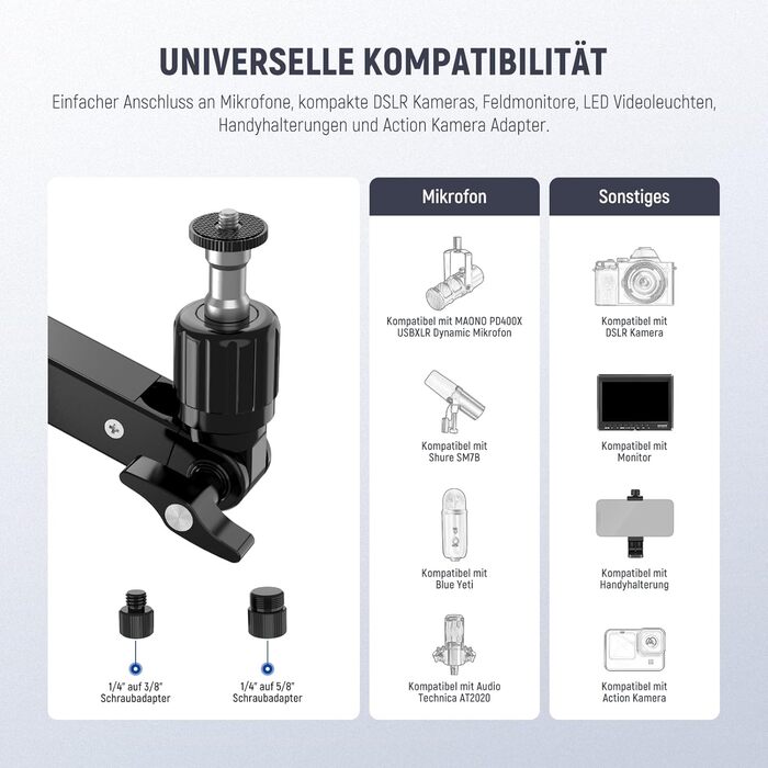 NEEWER MST002 Тримач для мікрофона з низьким профілем, регульований, з демпфером, для подкастів, ігор, стрімінгу, з кабелеуправлінням