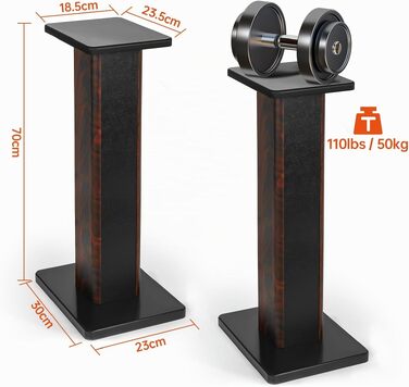 Стійки для акустичних систем Hi-Fi з дерева, 70 см, з можливістю засипки піском, комплект 2 шт. — універсальні підставки для полочних колонок та домашнього кінотеатру