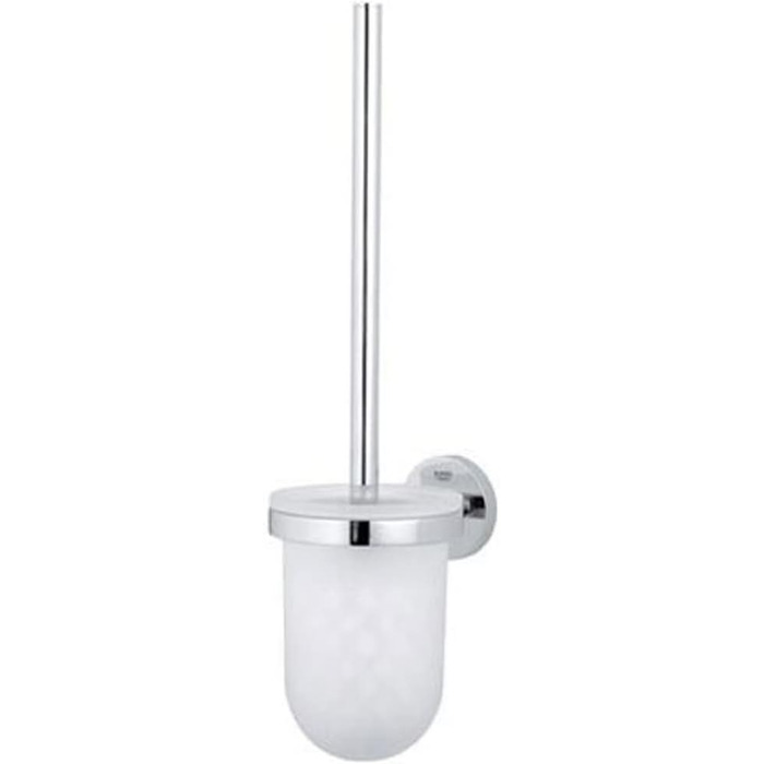 Essentials - Toilet Brush Set (Wall-Mounted, Easy to Clean, Durable), Round, Chrome, 40374001