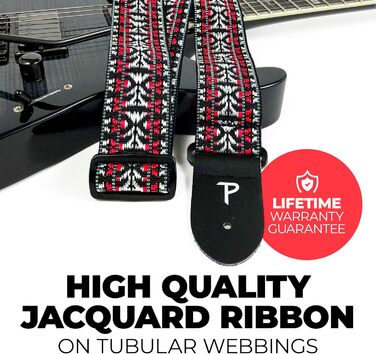 Гітарний ремінь Perri's Leather Poly Pro Hootenanny 58' (Rot/Weiß)