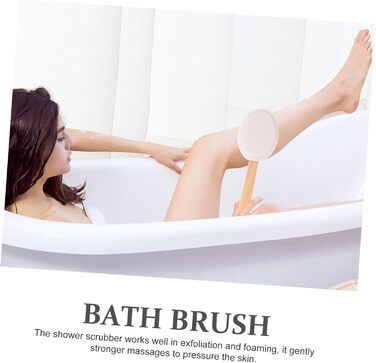 3 Wooden Bath Brushes Beechwood Awning Solution Trash Body Scrub Cleaner Shower Brush with Long Handle Back Scrubber Shower Back Washer for Men Sisal Brush