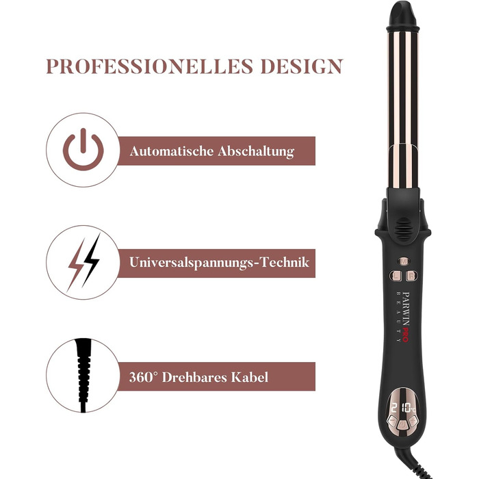 Автоматичний локон PARWIN PRO BEAUTY 25mm з нано-титановим покриттям, LCD дисплеєм, 120-210°C