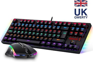 Redragon S113 Комбо Клавіатура та Миша для Ігор з Механічними Клавішами, RGB Підсвічуванням та Мишею 3200 DPI (Brown Switches) для ПК Windows QWERTY