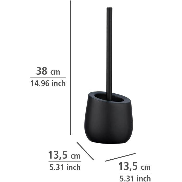 Набір для унітазу WENKO Badi чорний, кераміка, з тримачем для щітки та очисником для обідка, 38 x 13.5 x 13.5 см
