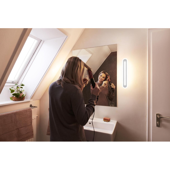LEDVANCE Smart LED Bathroom Light white, 1200LM, 3000-6500K, 300mm x 70mm, IP44, Orbis Bath Wall Light, bathroom light with Wifi technology, dimmable, controllable via app and voice assistants