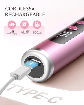 Електрична фрезерна машинка JOREST 13-в-1 бездротова, 35 000 об/хв, 6 режимів - набір для манікюру для гелевих та акрилових нігтів, догляд за нігтями для початківців, рожевий колір