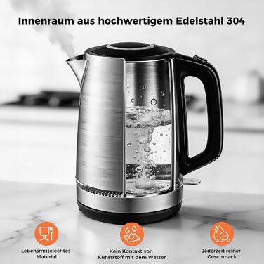 Скляний електрочайник YASHE 1.7л 2200Вт з регулюванням температури, LED-підсвіткою та функцією підігріву