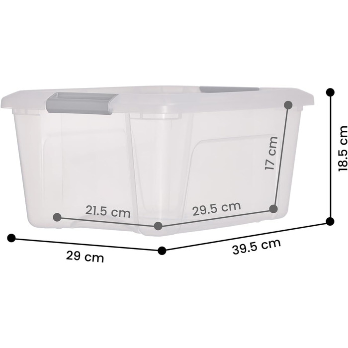 Iris Ohyama Storage Boxes with Lids, 60L, Set of 4, Silver, Secure Closure, Stackable, Handles, for Bedroom, Closet, Office, Organization, BPA-free Plastic, Storage Boxes, NTB-60 (Black, 15L/Set of 4)