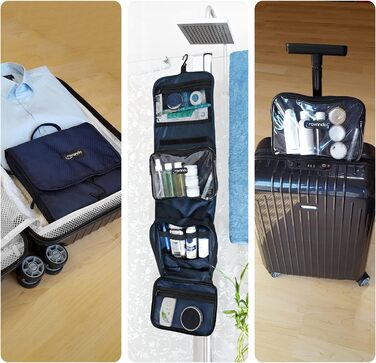 Чоловіча дорожня косметичка TRAVANDO з петлею, прозора, велика, для подорожей, вміщує рідини, морського кольору