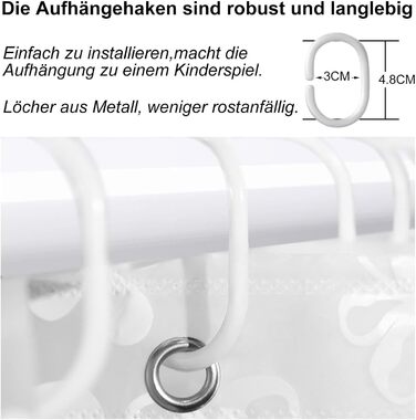 Штора для душу миюча біла, прозора 300x200 см, PEVA, з малюнком квіти-сніжинки, антигрибкова, для ванної кімнати