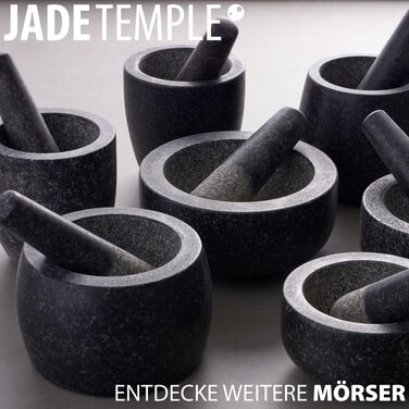 Ступка з пестиком JADE TEMPLE з натурального граніту, 12х12 см, для подрібнення спецій та трав