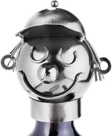BRUBAKER Wine Bottle Holder Tennis Player Metal Sculpture with Gift Card