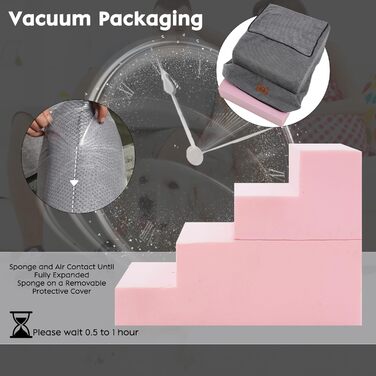 Сходинки для собак маленьких порід, 4 сходинки, 44 см, знімні, миючіся, з м'якого пінополіуретану, антиковзні, для ліжка/дивану/автомобіля