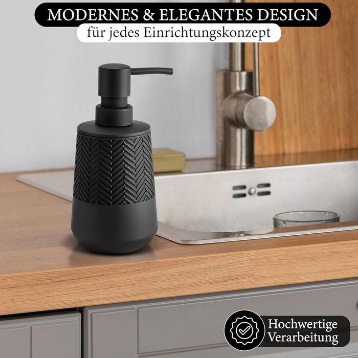 Дозатор мила та мийного засобу чорного кольору, 280 мл, для кухні