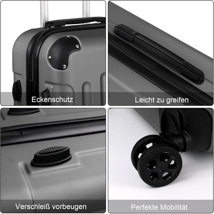 Чемодан ручної поклажі TANTOMI: жорсткий, з кодовим замком, телескопічною ручкою, темно-сірий, M