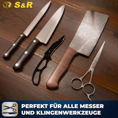 Набір для заточування ножів S&R Schleifstein – 2-сторонній шліфувальний камінь 1000/4000 з направляючою та шліфувальним бруском.