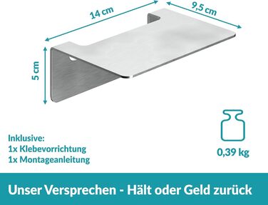 WEISSENSTEIN Badablage without Drilling from Stainless Steel - Self-adhesive Shelf for the Bathroom - 14 x 9.5 x 5 cm