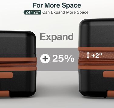 Чемодан VIPbox з жорстким корпусом 75 см (3 роки VIP-сервісу) Розширюваний, легкий, з полікарбонату, велика місткість, з 4 колесами та TSA-замком, преміум-якість, чорний XL