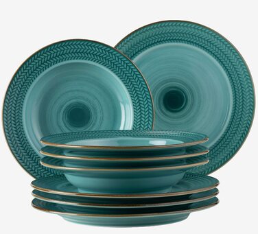 MÄSER Prospero: 8-Piece Premium Dinner Set for 4 - Turquoise Porcelain, Gastronomy Quality