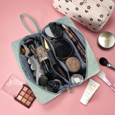 Жіноча косметичка-органайзер з корду, туристична, для подорожей, зелена