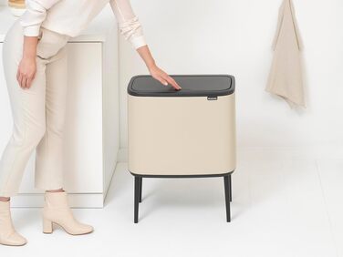 Сміттєвий відер Brabantia Bo Touch Bin на 36 л, металевий, білий, з 3 внутрішніми відрами по 11 л, 54 x 32 x 68 см