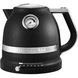 KitchenAid Kettle with temperature setting from 50 to 100°C | Teakettle with scale filter 1.5L | Electric 2400 Watt | Stainless steel | Black cast iron 1.5 liter black cast iron